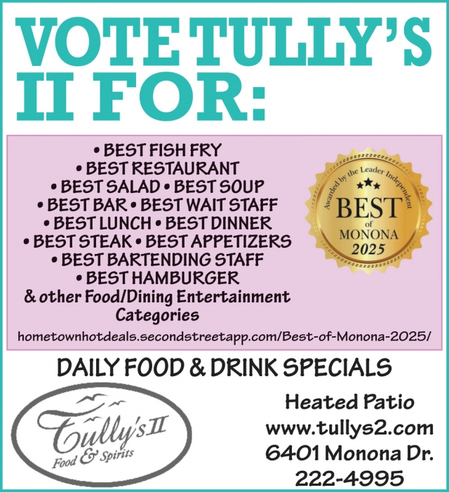 Best Fish Fry, Tully's II Food & Spirits, Monona, WI