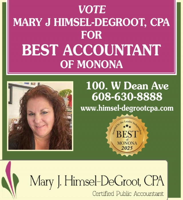 Best Accountant, Mary J. Himsel-DeGroot, CPA, Monona, WI