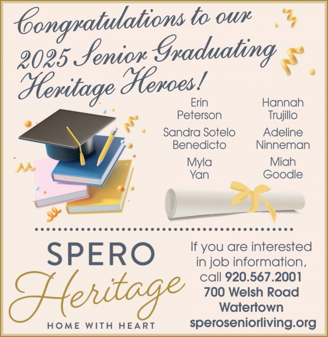 Congratulations to Our 2025 Senior Graduating Heritage Heroes!, Spero Heritage, Watertown, WI