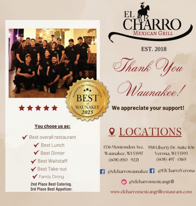 Thank You Waunakee!, El Charro Mexican Grill, Verona, WI