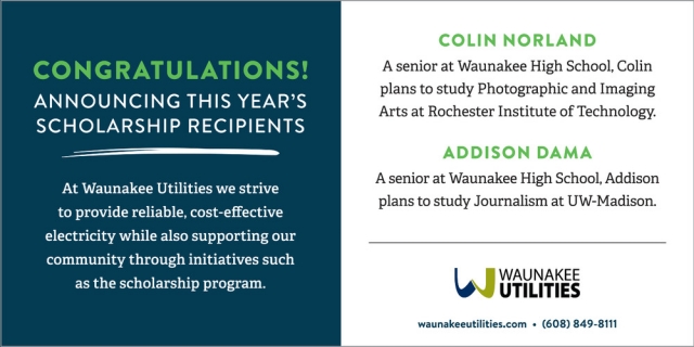Congratulations!, Waunakee Utilities, Waunakee, WI