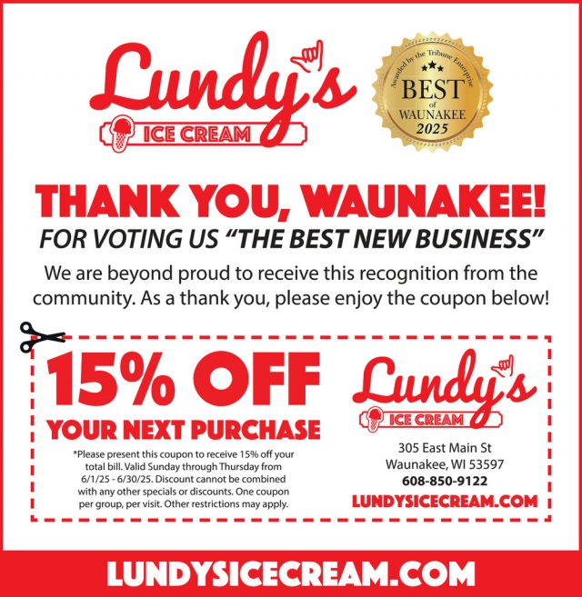 Best New Business, Lundy's Ice Cream, Waunakee, WI