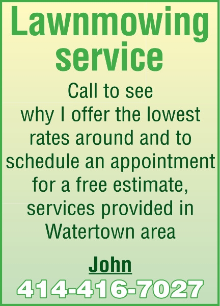 Lawnmowing Service, 414-416-7027