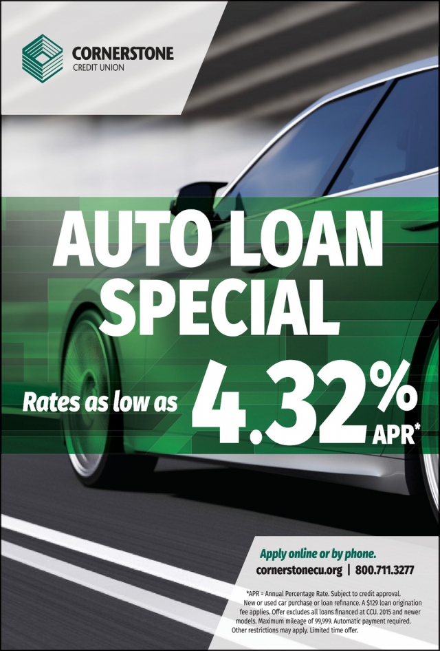 Auto Loan Special, Cornerstone Credit Union, Freeport, IL