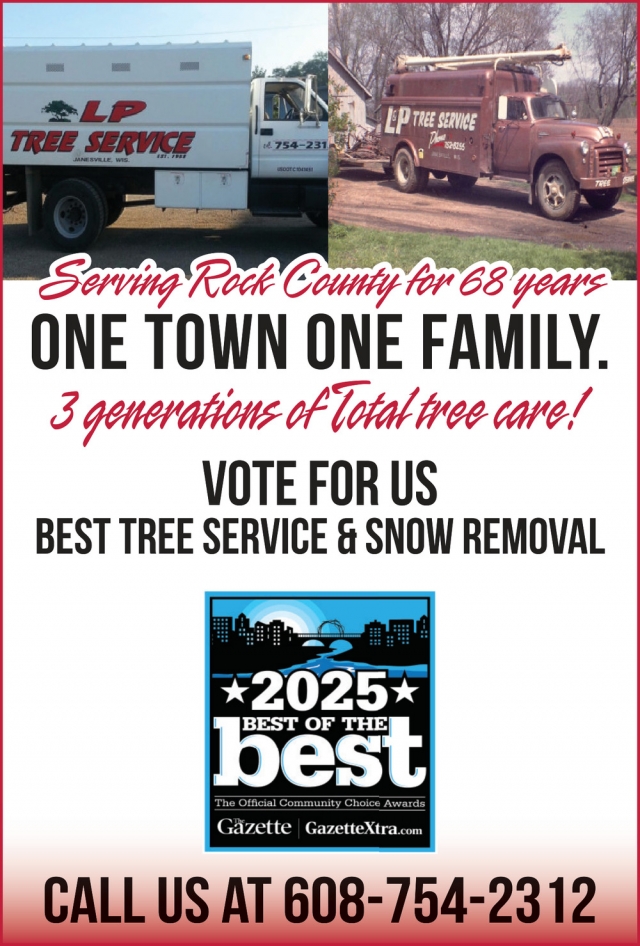Serving Rock County for 68 Years, L P Tree Service, Janesville, WI