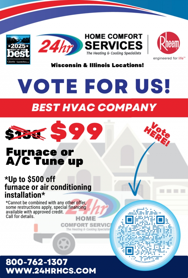 Best HVAC Company, 24 Hour Home Comfort Services, Milton, WI