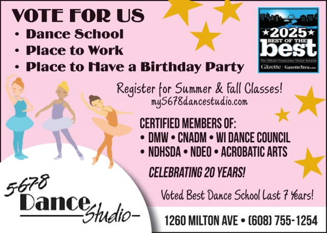 Dance School, 5678 Dance Studio, Janesville, WI