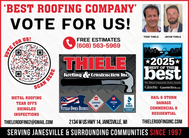 Best Roofing Company, Todd Thiele Roofing, Janesville, WI