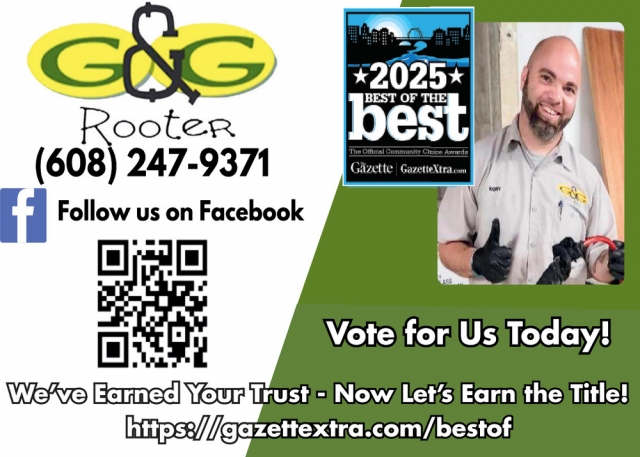 Vote for Us Today!, G&G Rooter, Janesville, WI