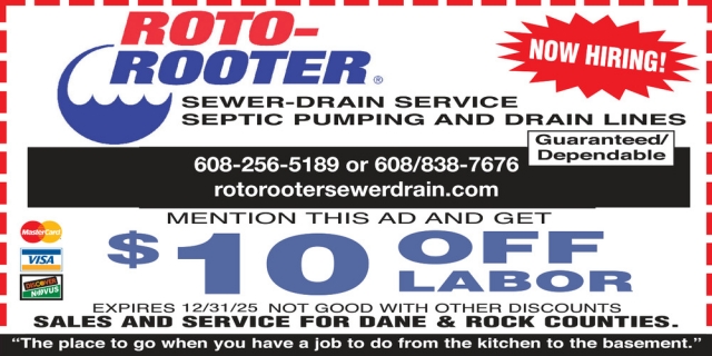 $10 OFF Labor, Roto-Rooter - Mcfarland