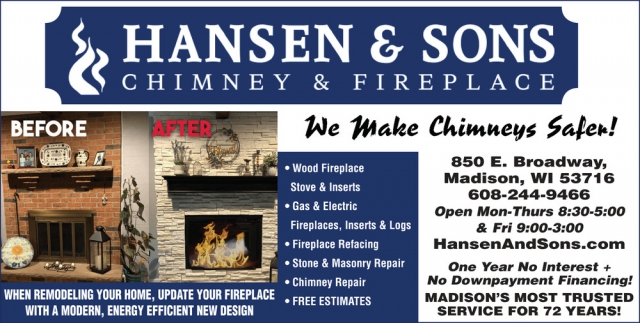 Chimney & Fireplace, Hansen & Sons, Madison, WI