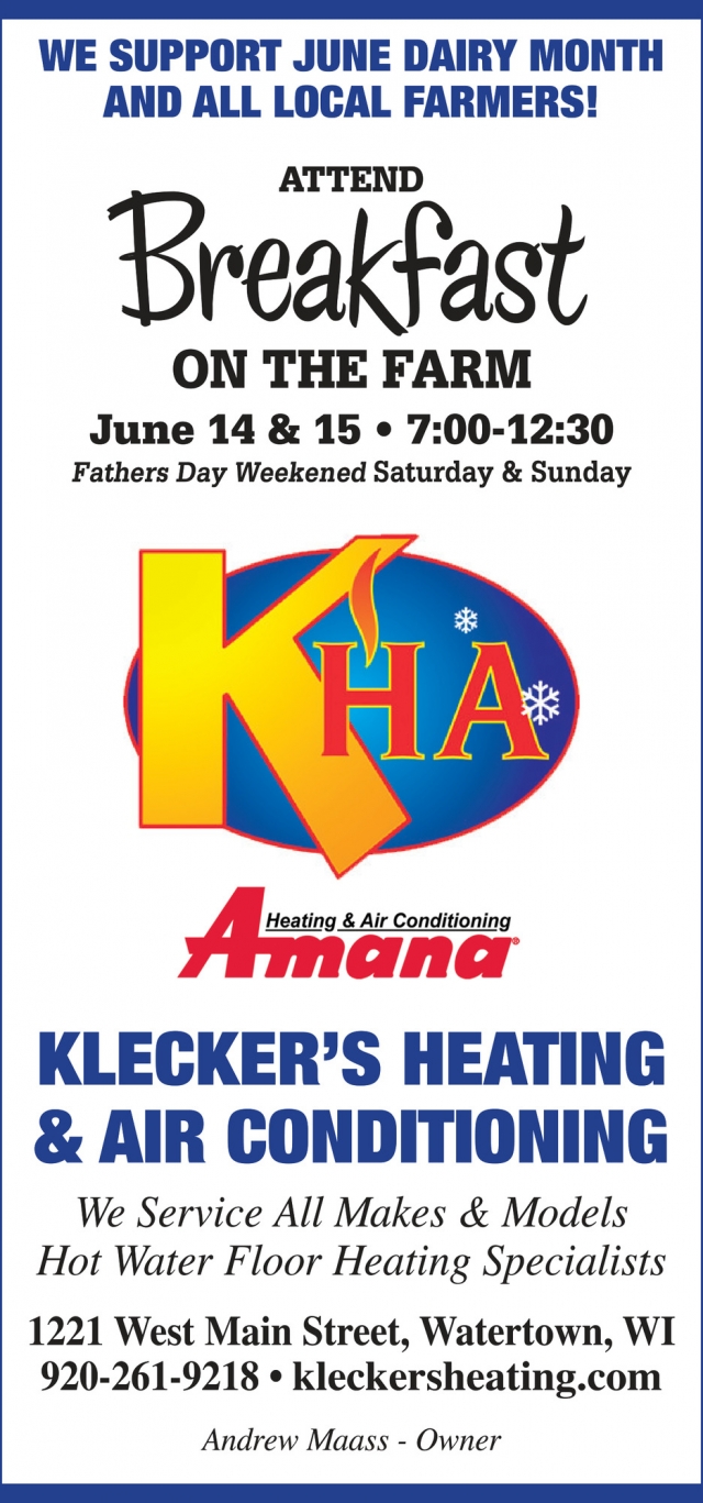 Heating & Cooling Services, Klecker's Heating & Air Conditioning, Watertown, WI