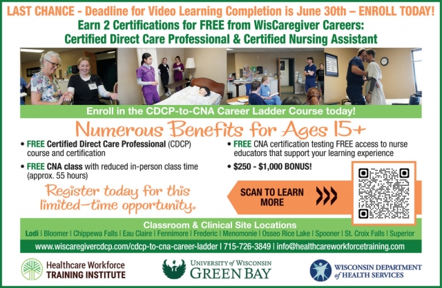 Free Certified Direct Care Professional Course and Certification, Healthcare Workforce Training Institute, Eau Claire, WI