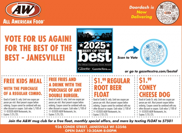 Vote for Us Again!, A&W - Janesville, Janesville, WI