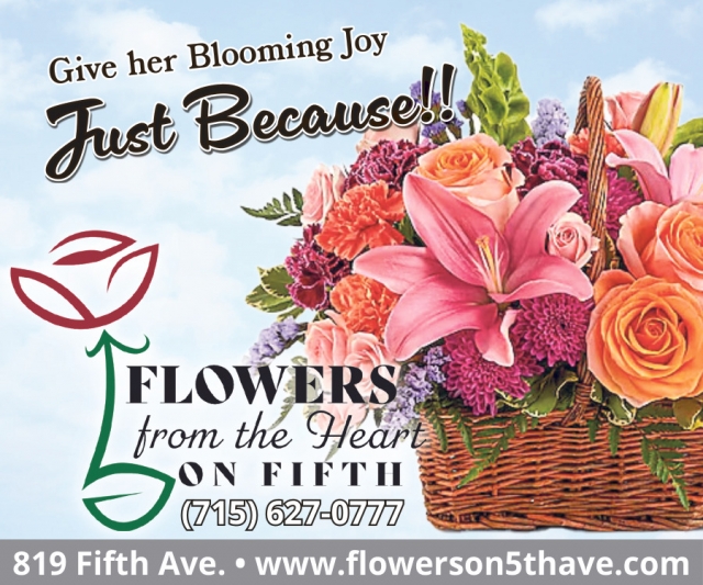 Give Her Blooming Joy Just Because!, Flowers From the Heart of Fifth, Antigo, WI