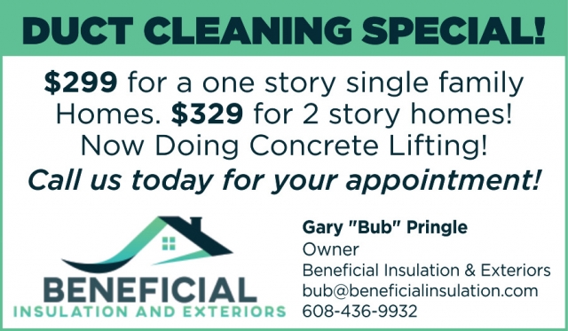 Duct Cleaning Special, Beneficial Insulation and Exteriors