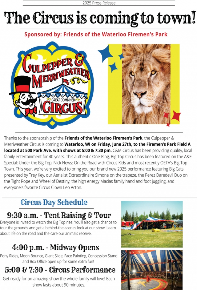The Circus Is Coming to Town!, Culpepper & Merriweather Circus (June 27, 2025)