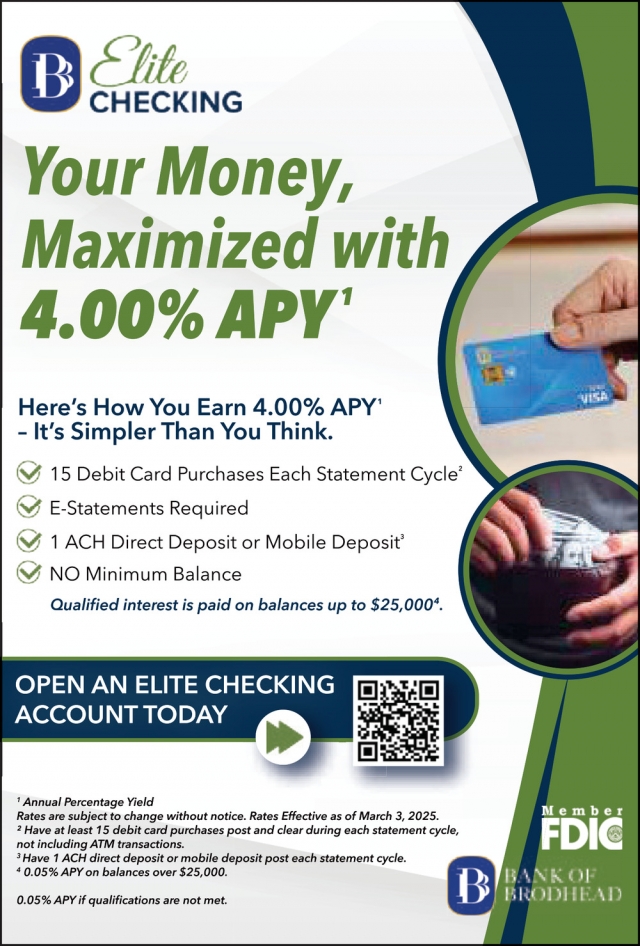 Elite Checking, Bank Of Brodhead, Brodhead, WI