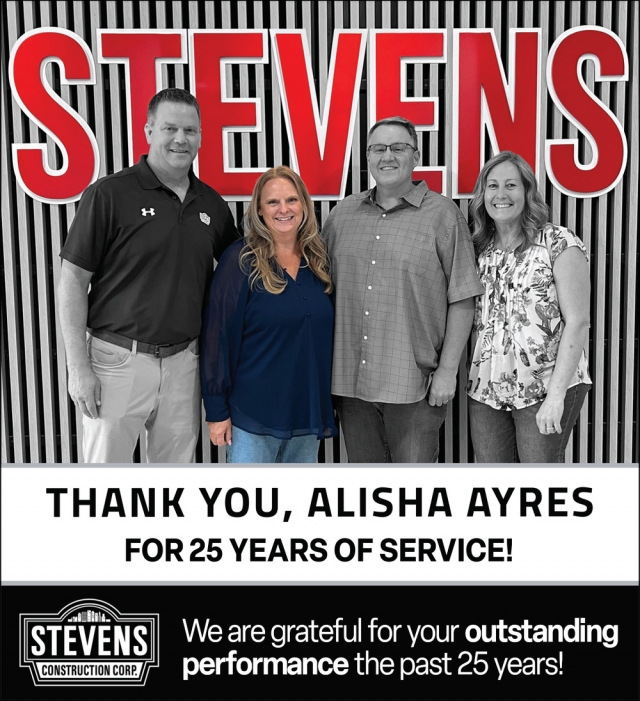 Thank You, Alisha Ayres, Stevens Construction Corp, Madison, WI