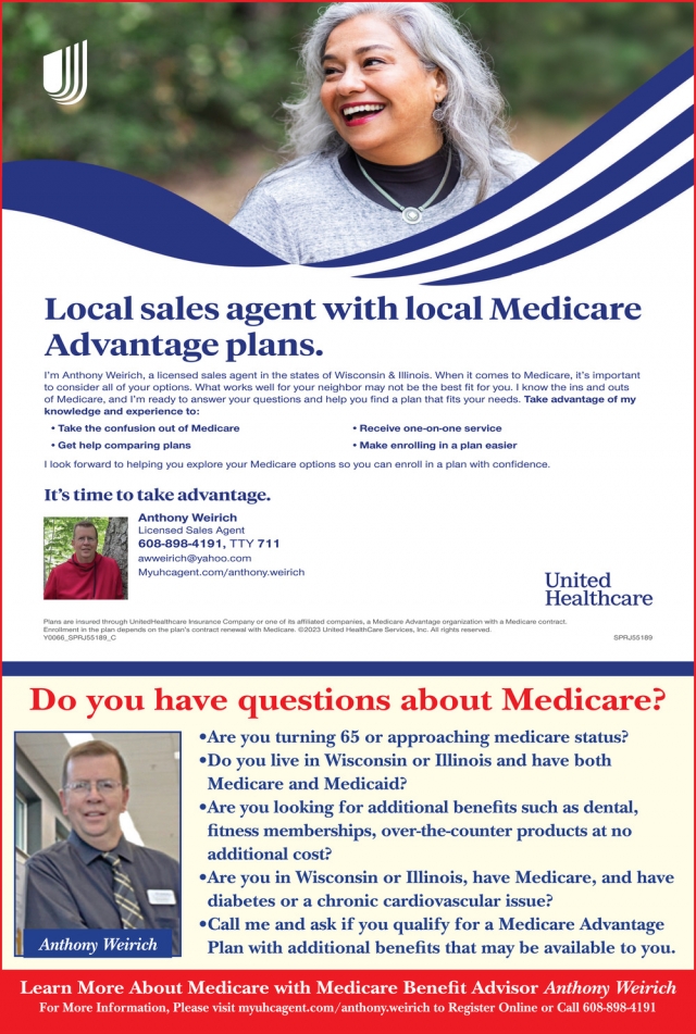 Local Sales Agent With Local Medicare Advantage Plans., United Healthcare - Anthony Weirich, WI