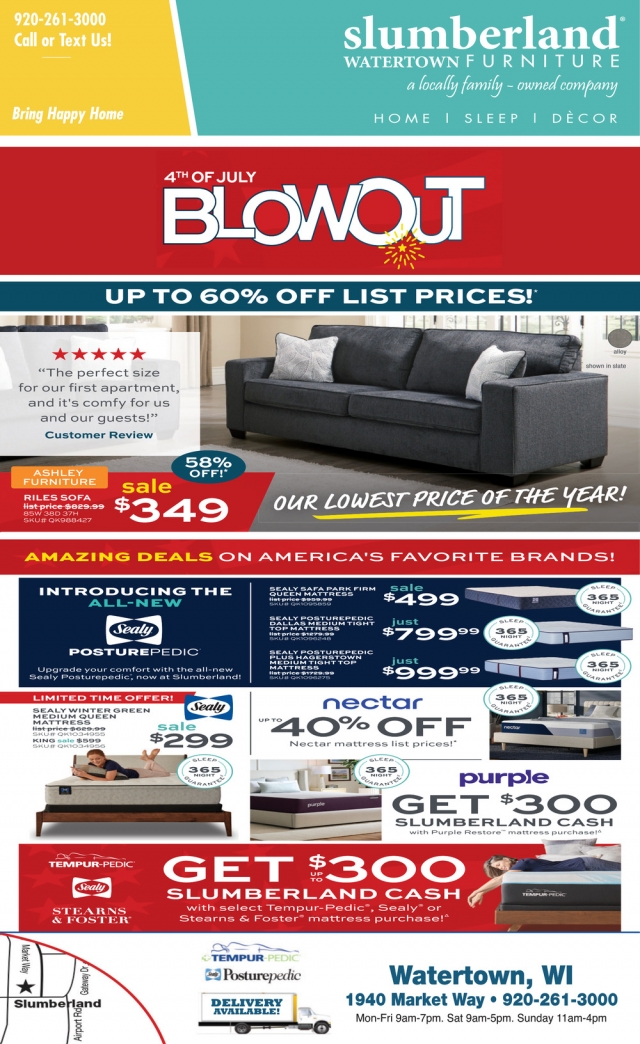 4th of July Blowout, Slumberland Furniture - Watertown, Watertown, WI