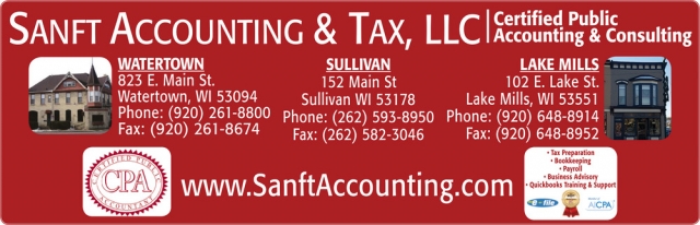 Certified Public Accounting & Consulting, Sanft Accounting & Tax, LLC, Lake Mills, WI