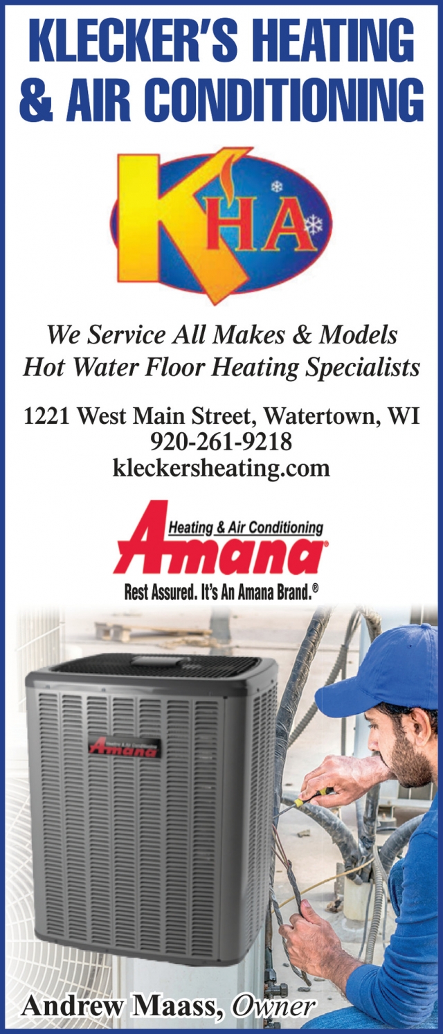 Heating & Cooling Services, Klecker's Heating & Air Conditioning, Watertown, WI