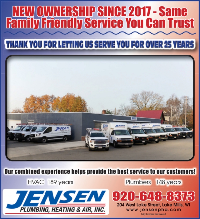Plumbing, Heating & Air Services, Jensen Plumbing, Heating & Air, Inc, Lake Mills, WI