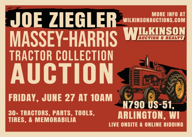 Joe Ziegler Massey-Harris Tractor Collection Auction, Wilkinson Auctions, Muscoda, WI