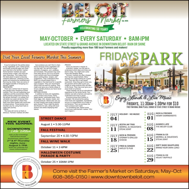Fridays in The Park, Beloit Farmers Market
