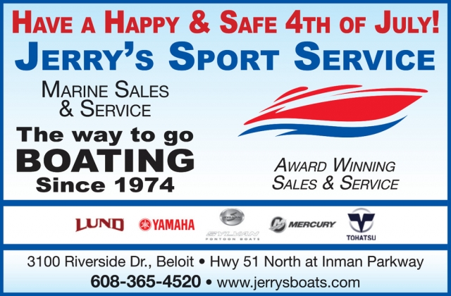 Have a Happy & Safe 4th of July!, Jerry's Sport Service, Beloit, WI