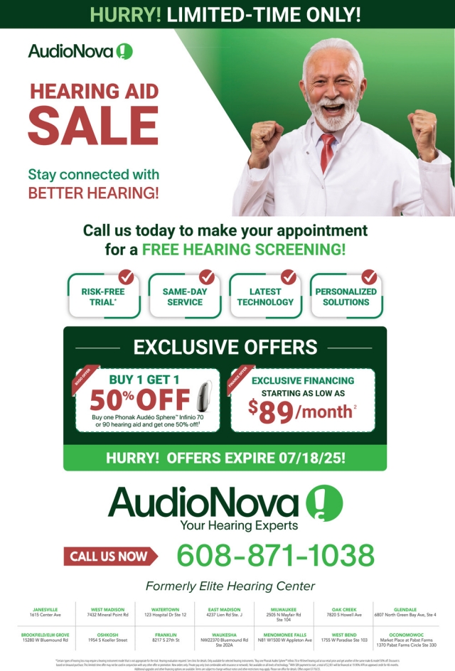 Hearing Aid Sale, Elite Hearing Centers of America, Waukesha, WI