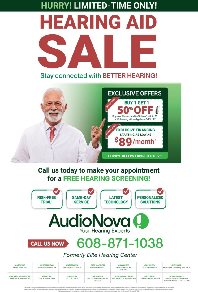 Hearing Aid Sale, Elite Hearing Centers of America, Waukesha, WI