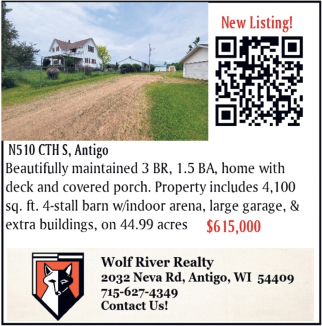 New Listing!, Wolf River Realty, Antigo, WI