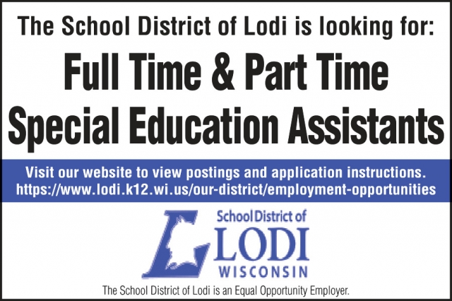 Special Education Assistant, School District of Lodi, Lodi, WI