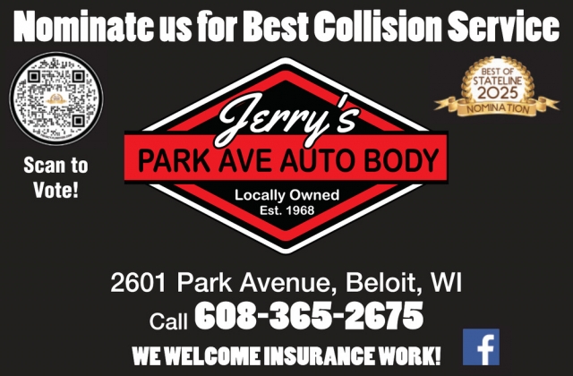 Nominate Us for Best Collision Service, Jerry's Park Ave Auto Body, Beloit, WI