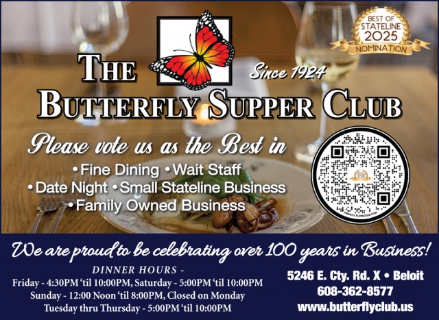 Fine Dining, The Butterfly Supper Club, Beloit, WI