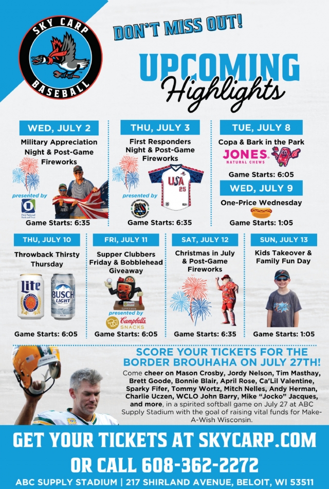 Upcoming Highlights, Beloit Sky Carp