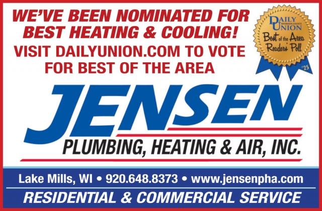 Plumbing, Heating & Air Services, Jensen Plumbing, Heating & Air, Inc, Lake Mills, WI