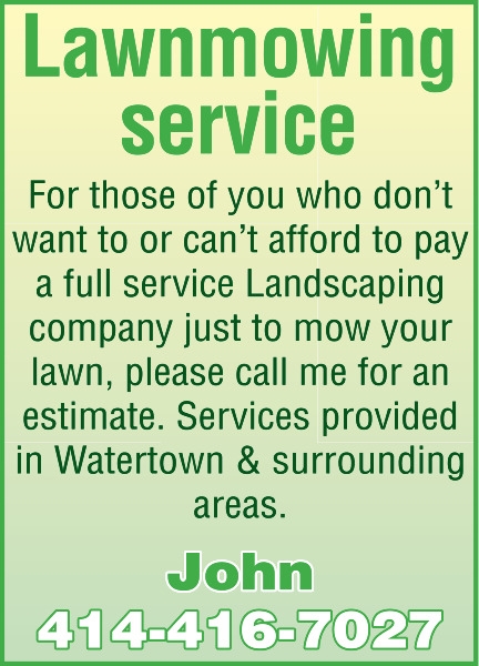 Lawnmowing Service, 414-416-7027