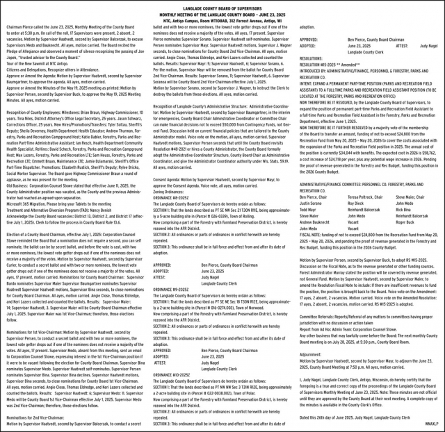 Notice, Langlade County