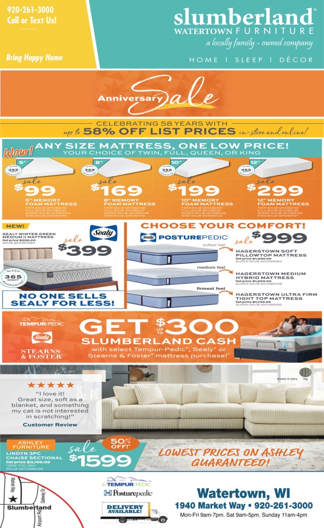 Anniversary Sale, Slumberland Furniture - Watertown, Watertown, WI