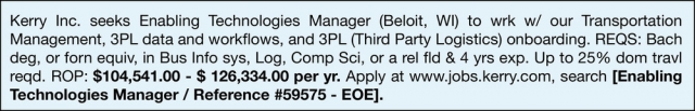 Enabling Technologies Manager, kerry Inc - Beloit