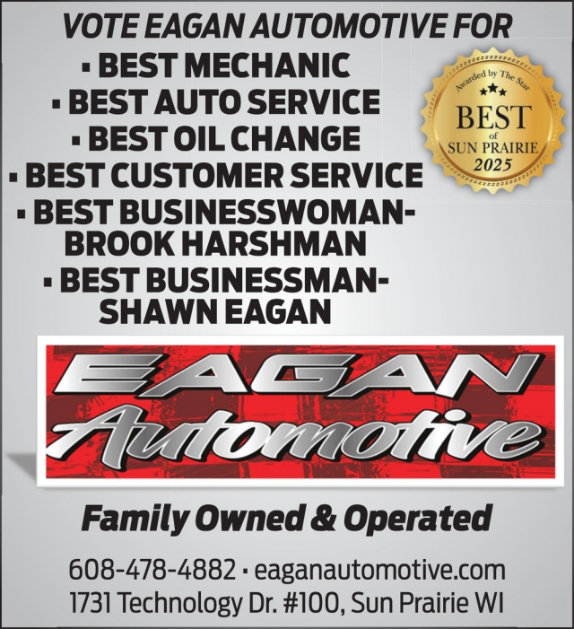 Best Mechanic, Eagan Automotive, Sun Prairie, WI