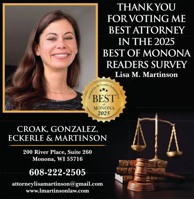 Best Attorney 2025, Croak, Gonzalez, Eckerle & Martinson, Monona, WI