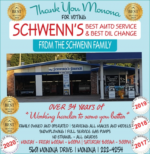 Best Auto Service and Best Oil Change, Schwenn's Service, Monona, WI