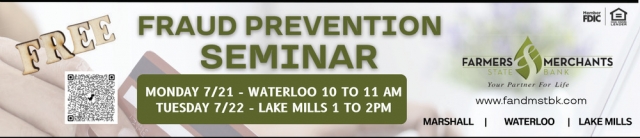 Fraud Prevention Seminar, Farmers Merchants State Bank, Oconomowoc, WI