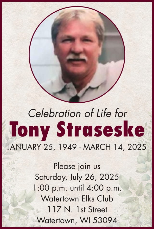 Tony Straseske, Obituaries, WI