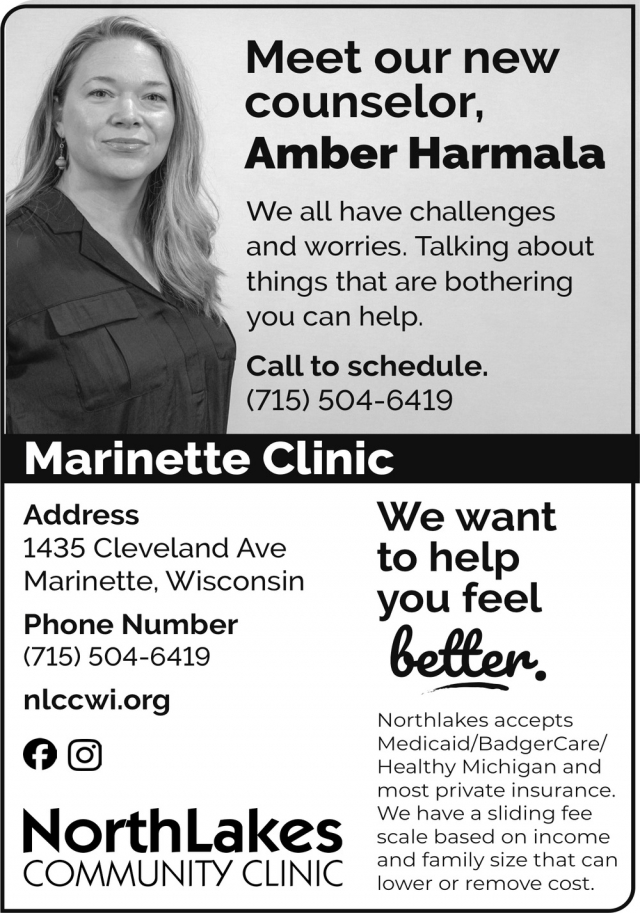 Meet Our New Counselor, Amber Harmala, NorthLakes Community Clinic, Iron River, WI