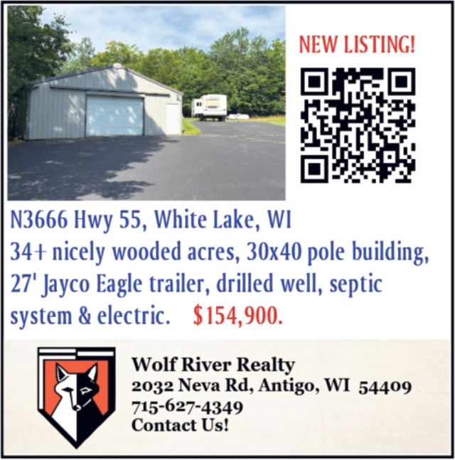 New Listing!, Wolf River Realty, Antigo, WI